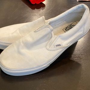 VANS white slip ons!